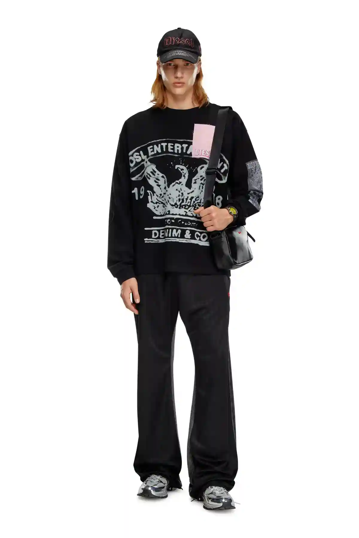 Black Track jacket in triacetate and denim