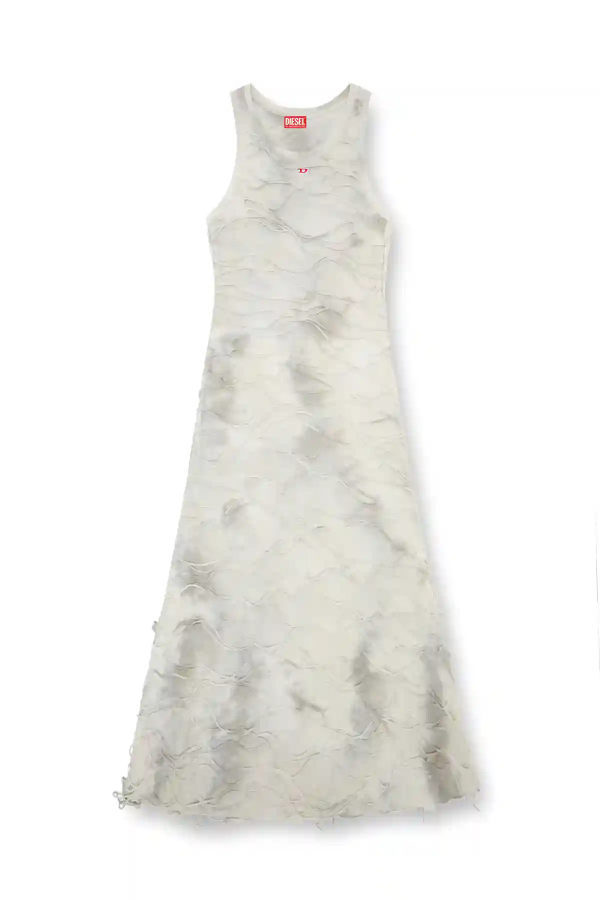 Grey Long tank dress with floating strands