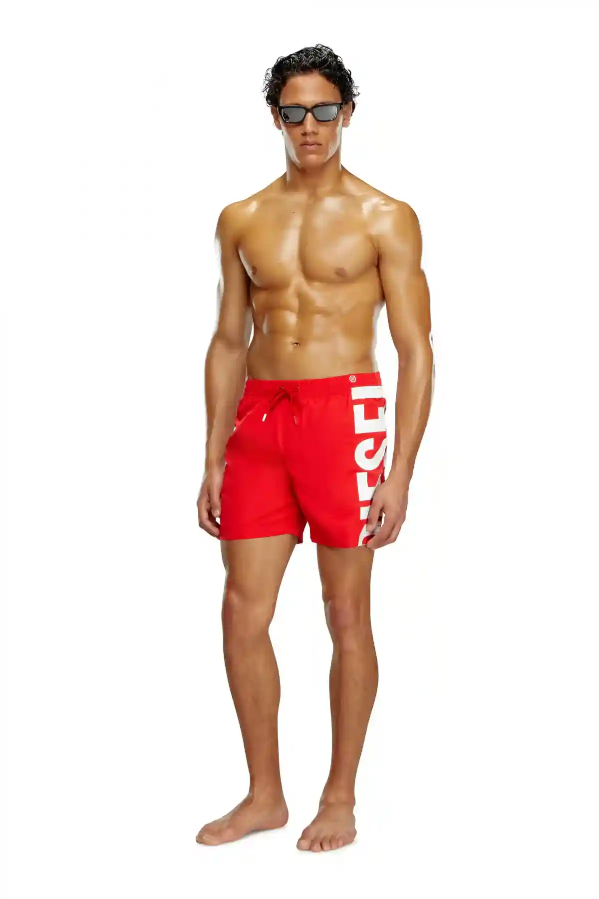 Red Board shorts with side logo print