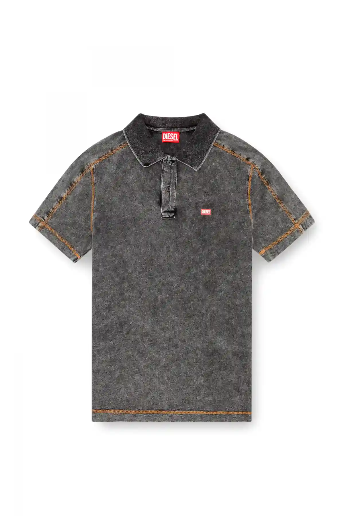 Grey Polo shirt in denim-effect jersey
