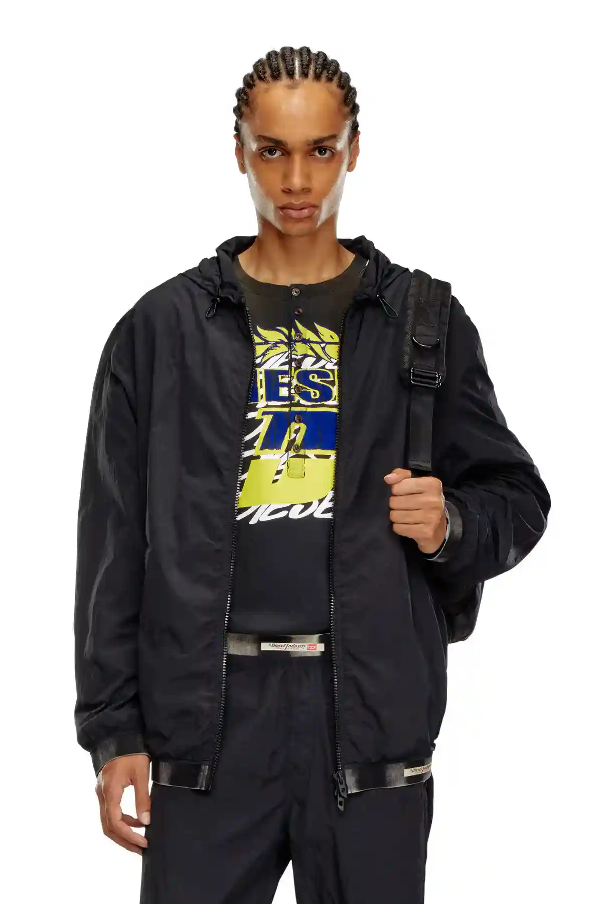 Black Windbreaker in recycled shell Jacket