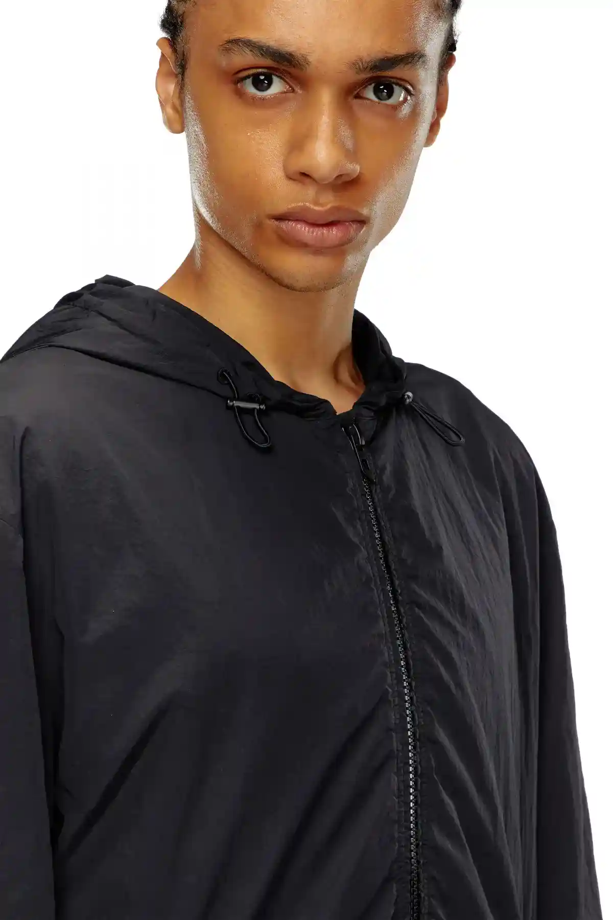 Black Windbreaker in recycled shell Jacket