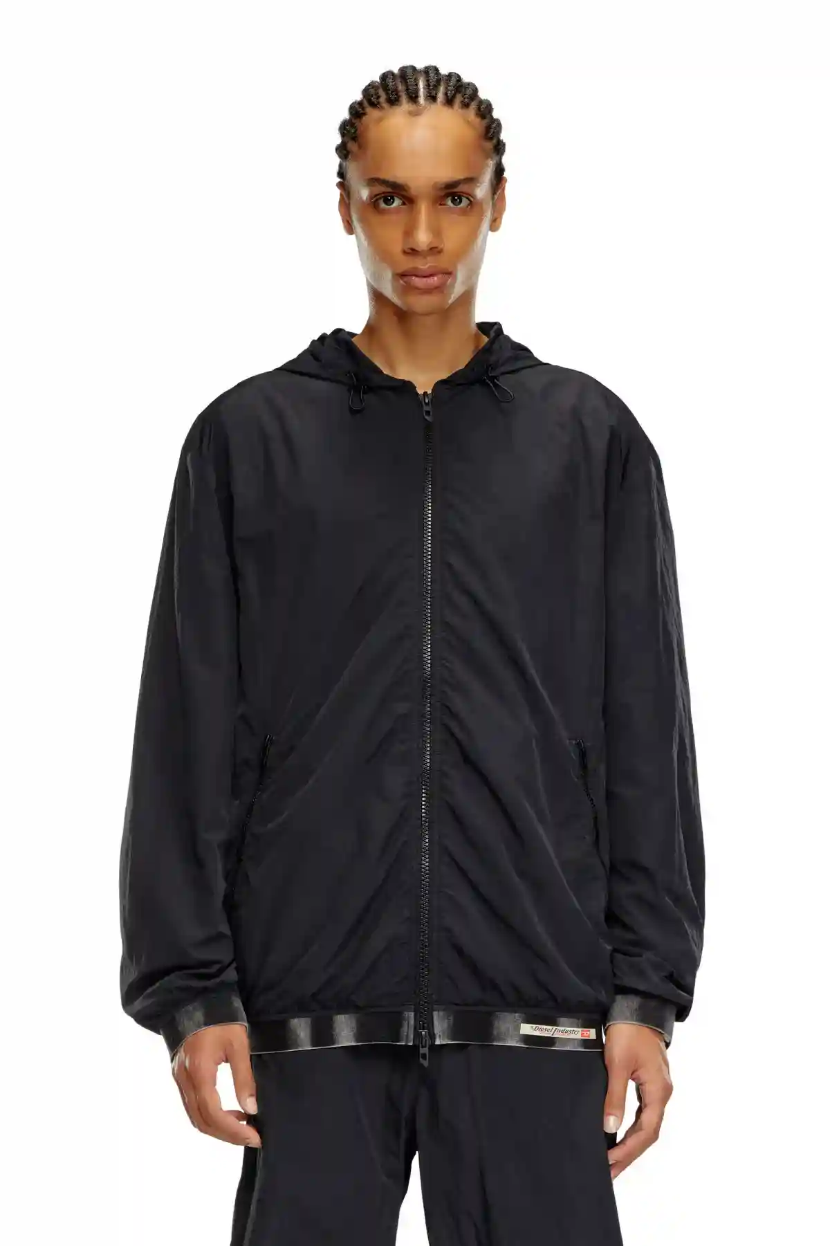 Black Windbreaker in recycled shell Jacket