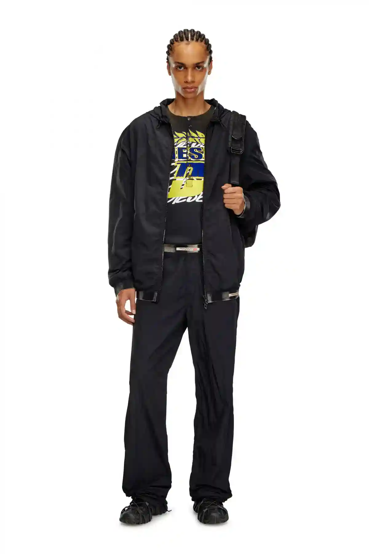 Black Windbreaker in recycled shell Jacket
