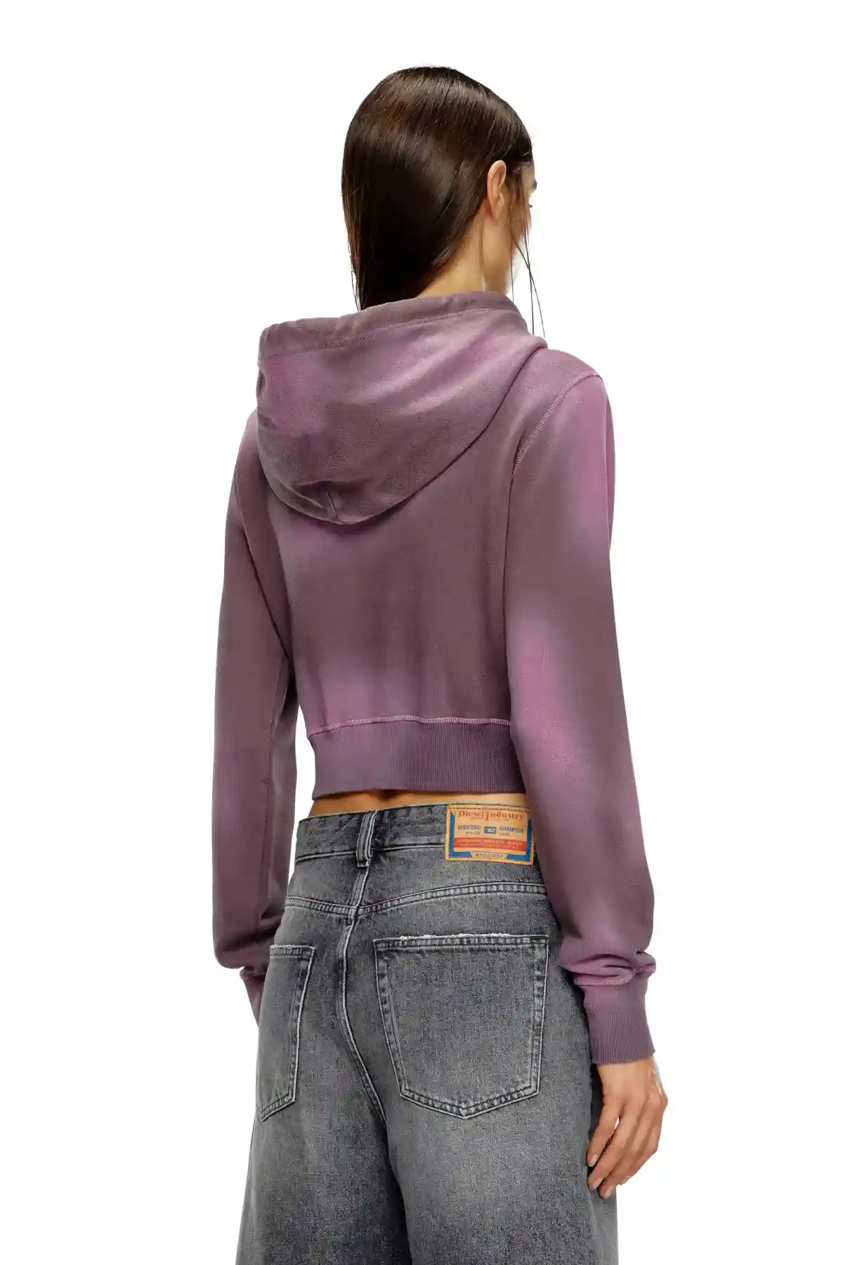 Violet Overdyed hoodie with frayed logo