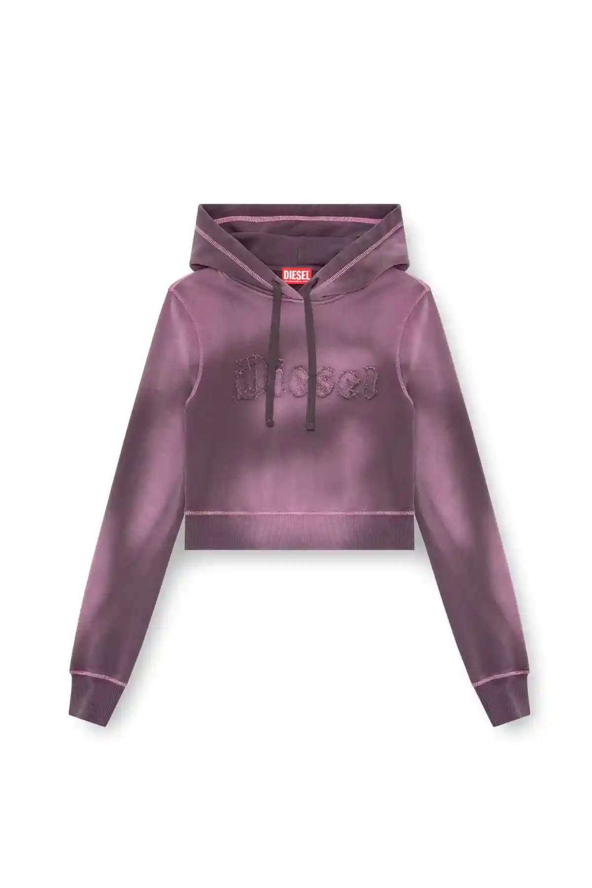 Violet Overdyed hoodie with frayed logo