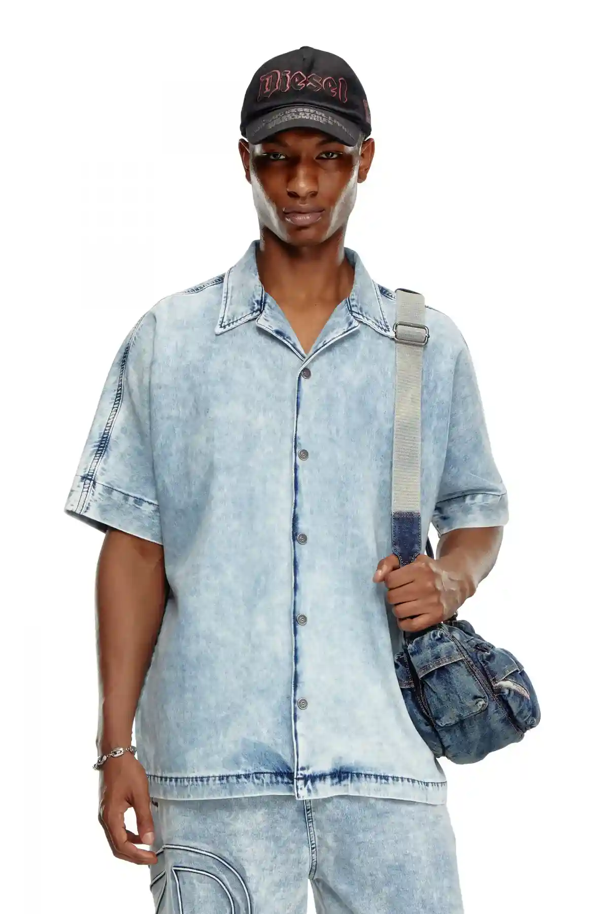 Blue Denim bowling shirt with Oval D