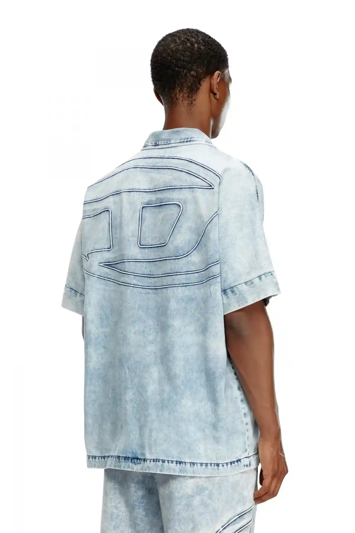 Blue Denim bowling shirt with Oval D
