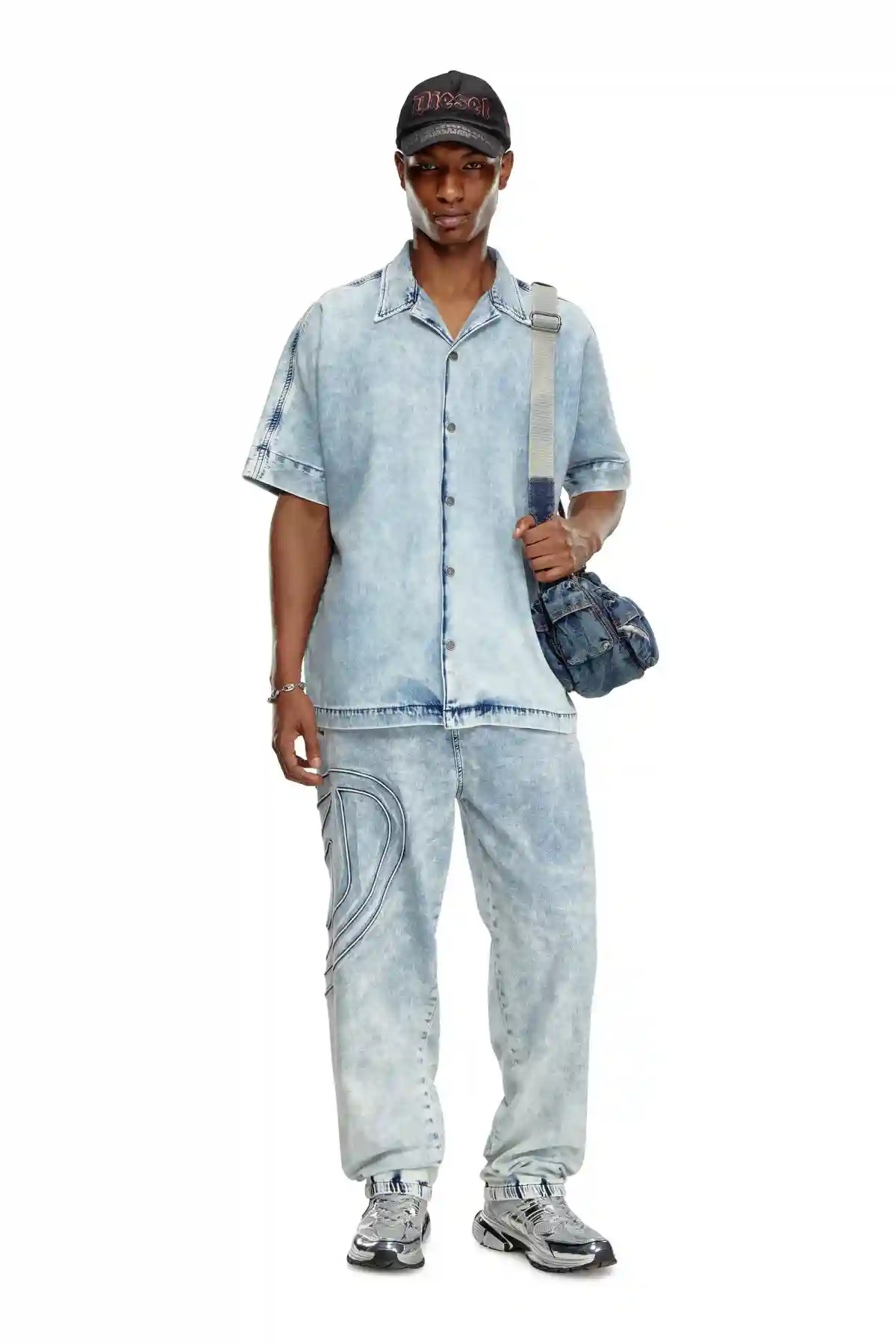 Blue Denim bowling shirt with Oval D