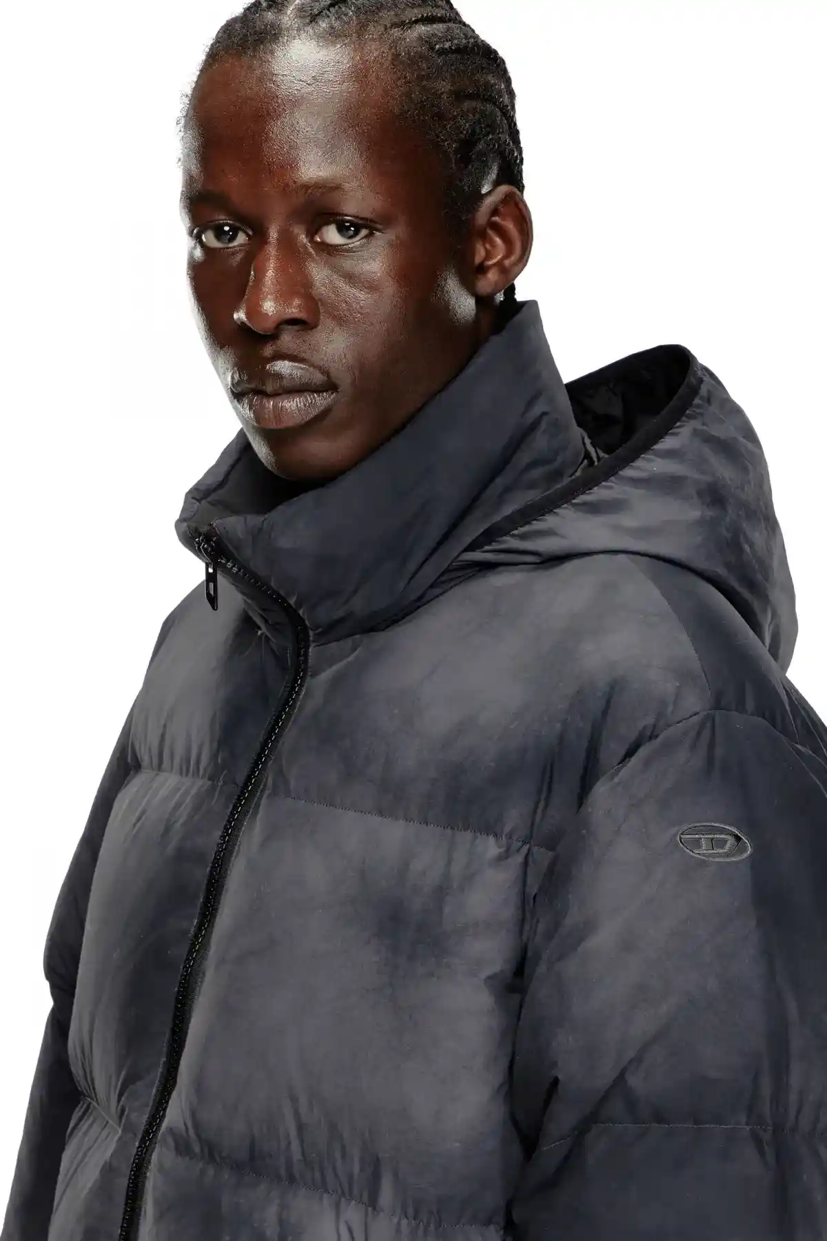 black Cargo pants in cotton dobby