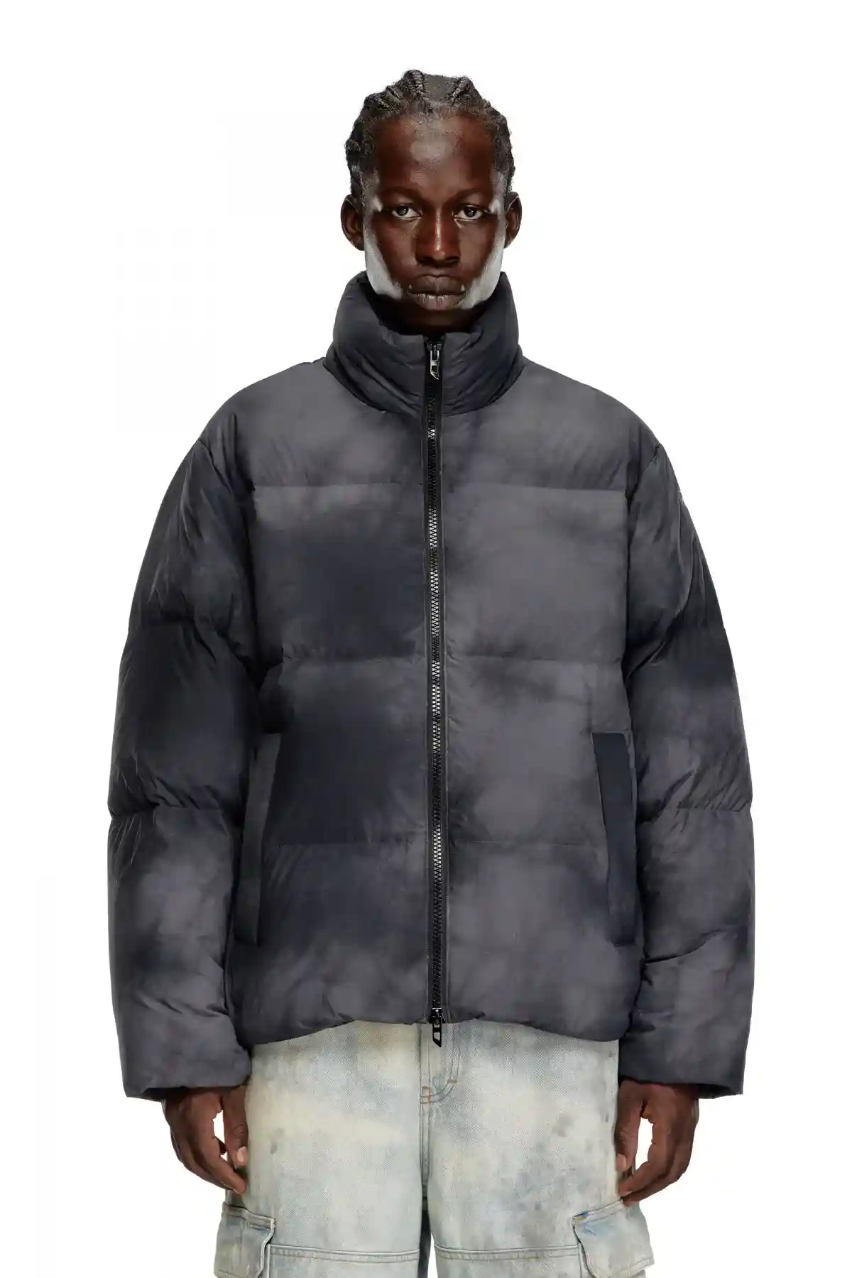 black Cargo pants in cotton dobby