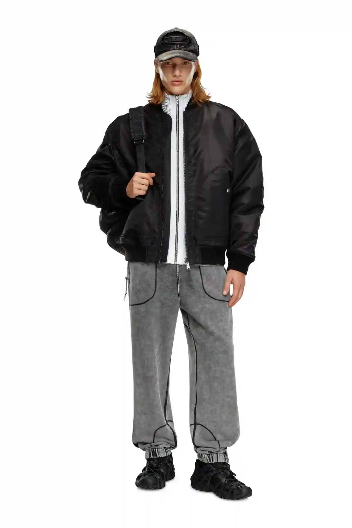 Black Bomber in padded nylon with Oval D