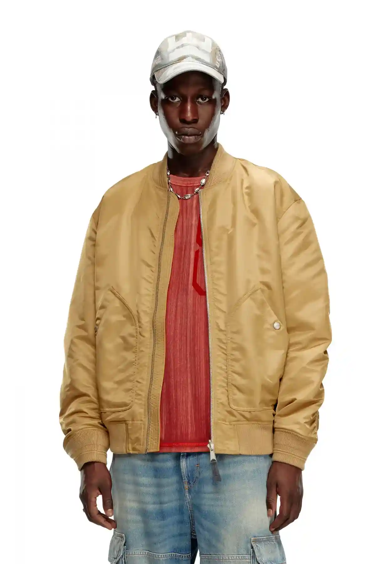 Brown Bomber in padded nylon with Oval D