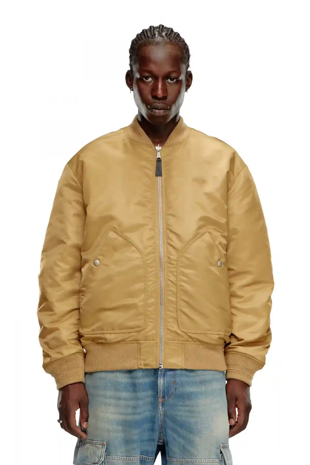 Brown Bomber in padded nylon with Oval D