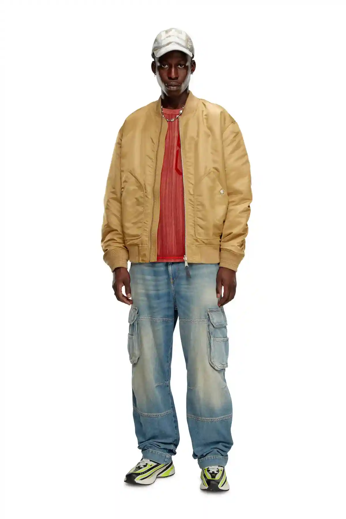 Brown Bomber in padded nylon with Oval D