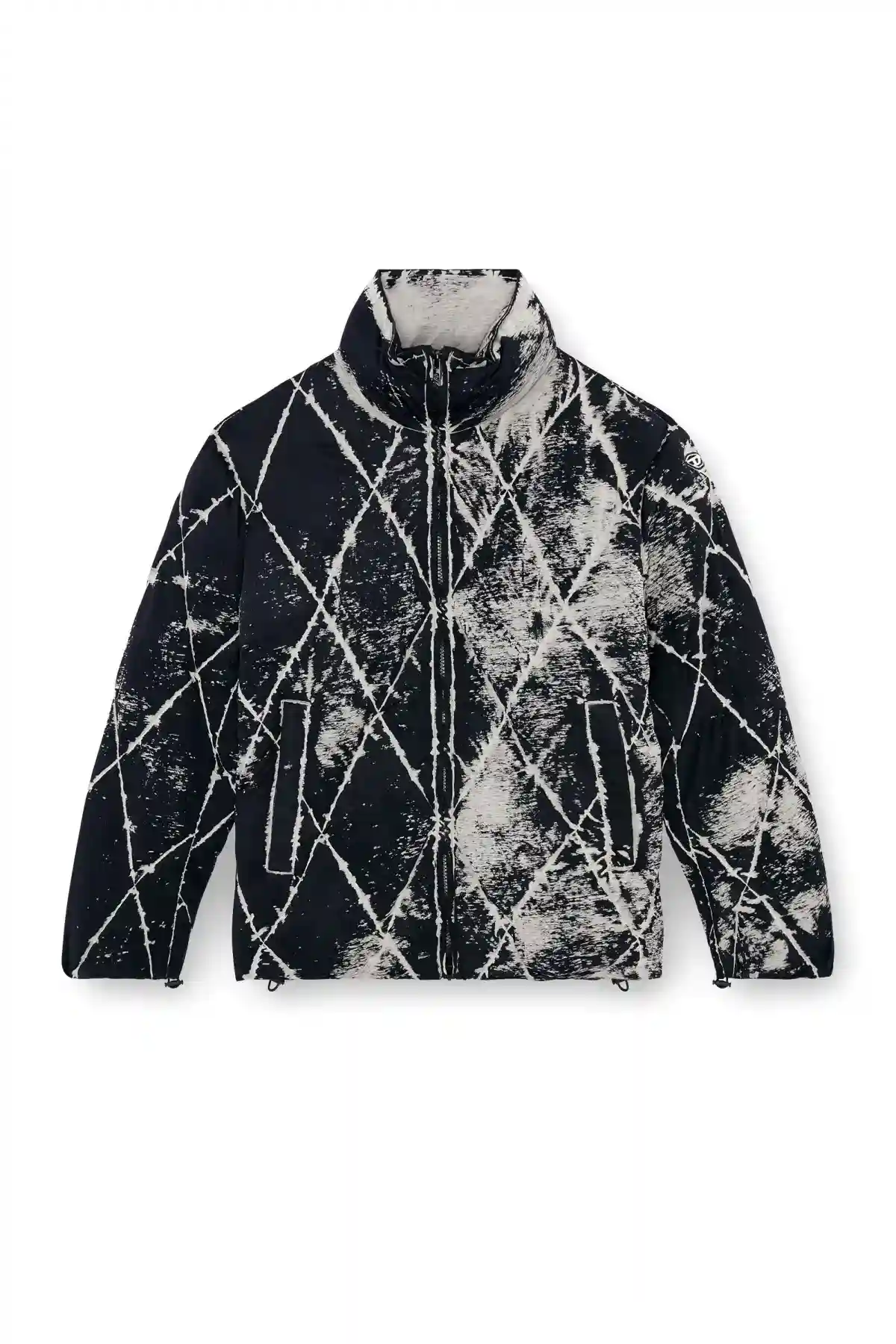 Black Puffer jacket in burn-out jersey