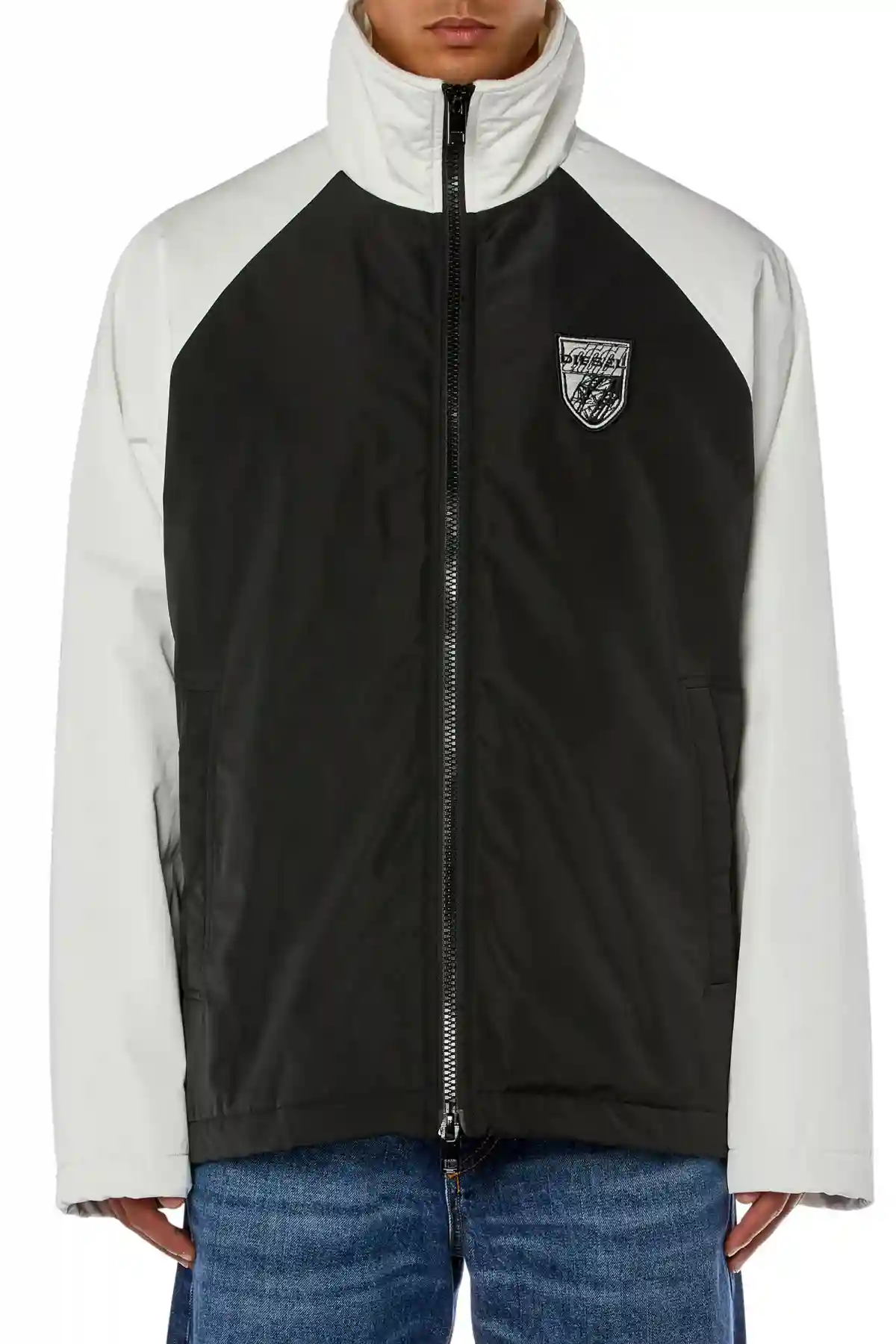 Black Bicolour Jacket with Oval D logo