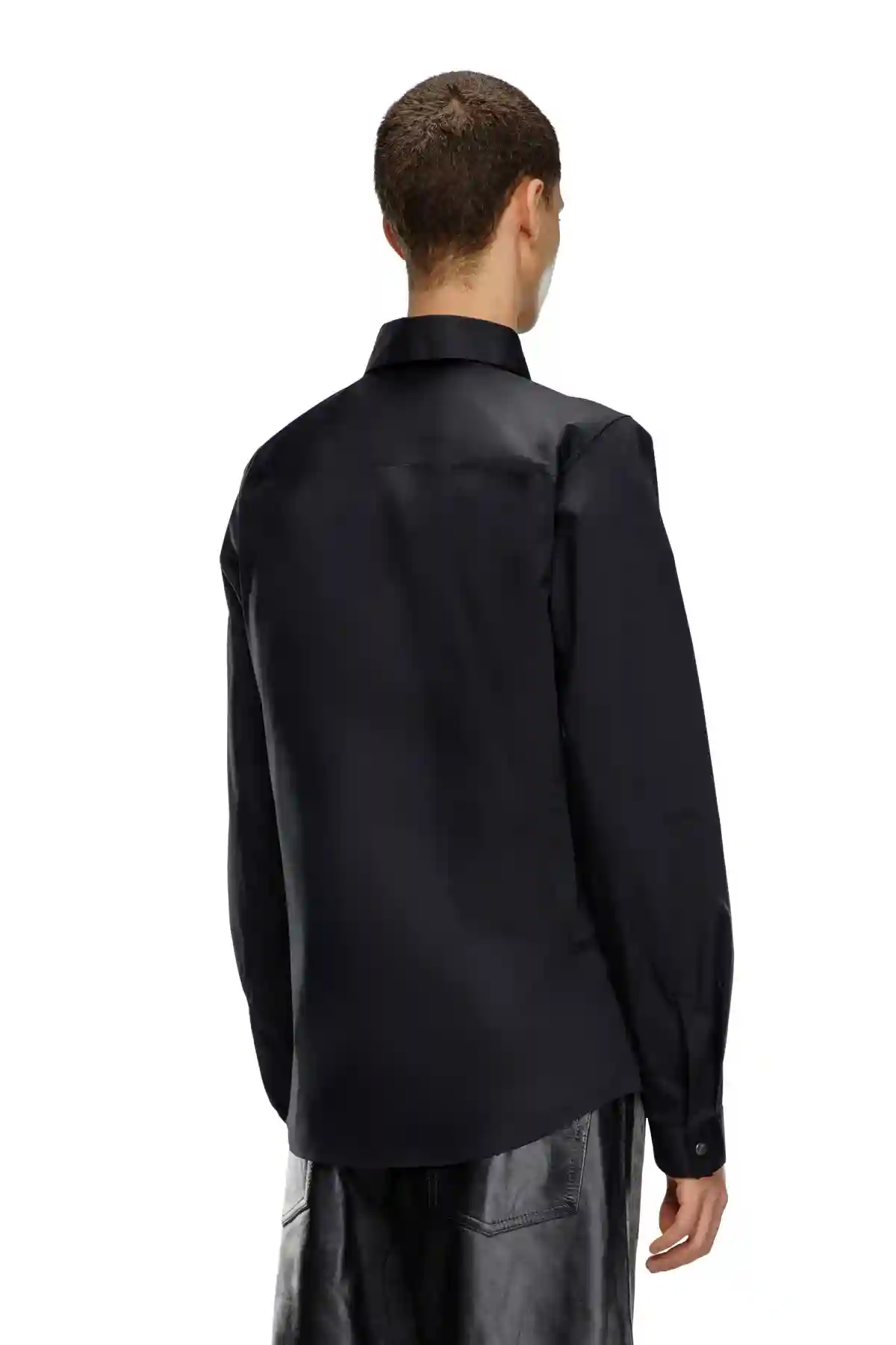 Black Formal shirt with logo-embroidered collar