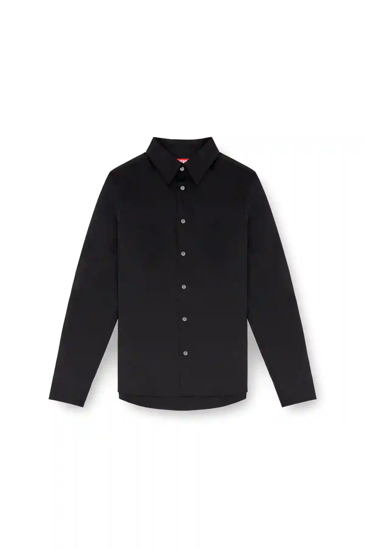 Black Formal shirt with logo-embroidered collar