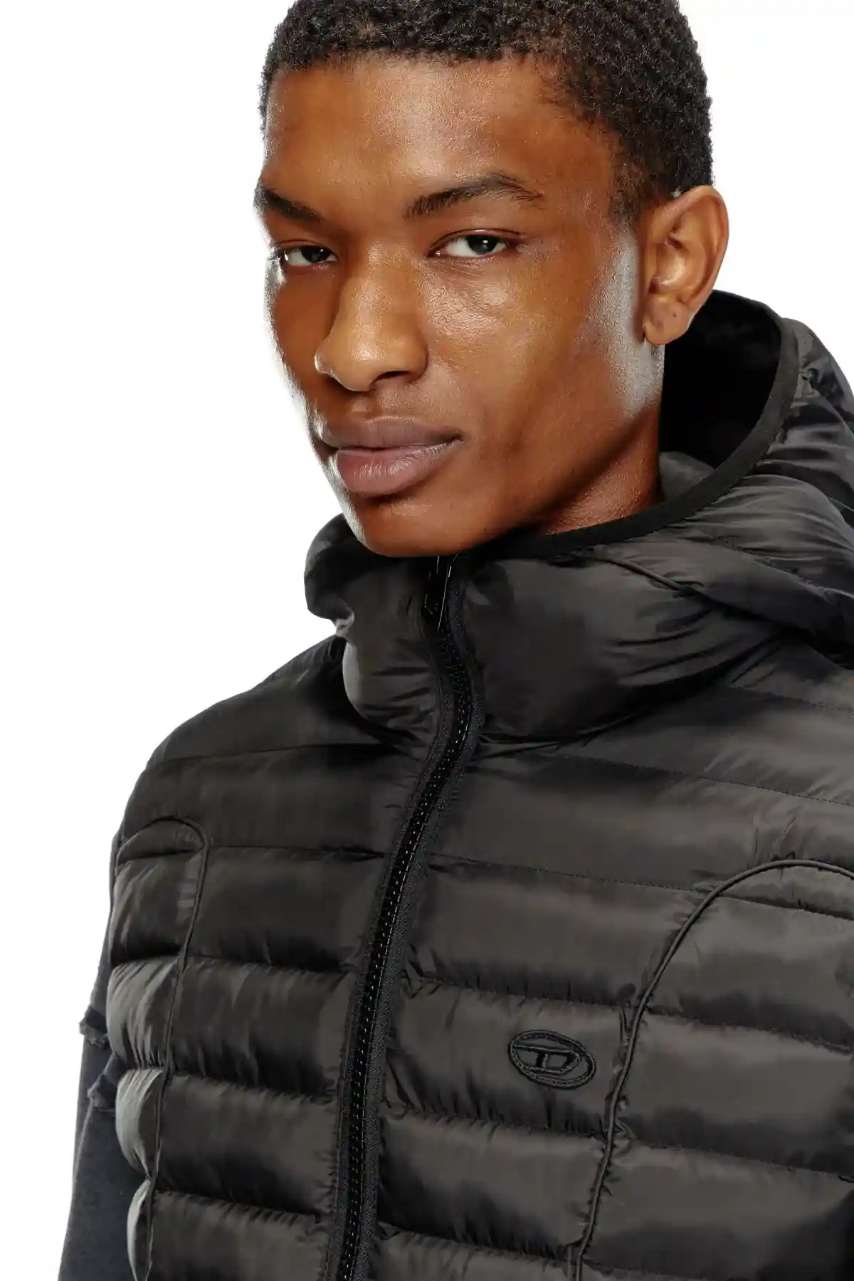 Black Hooded puffer vest in light nylon