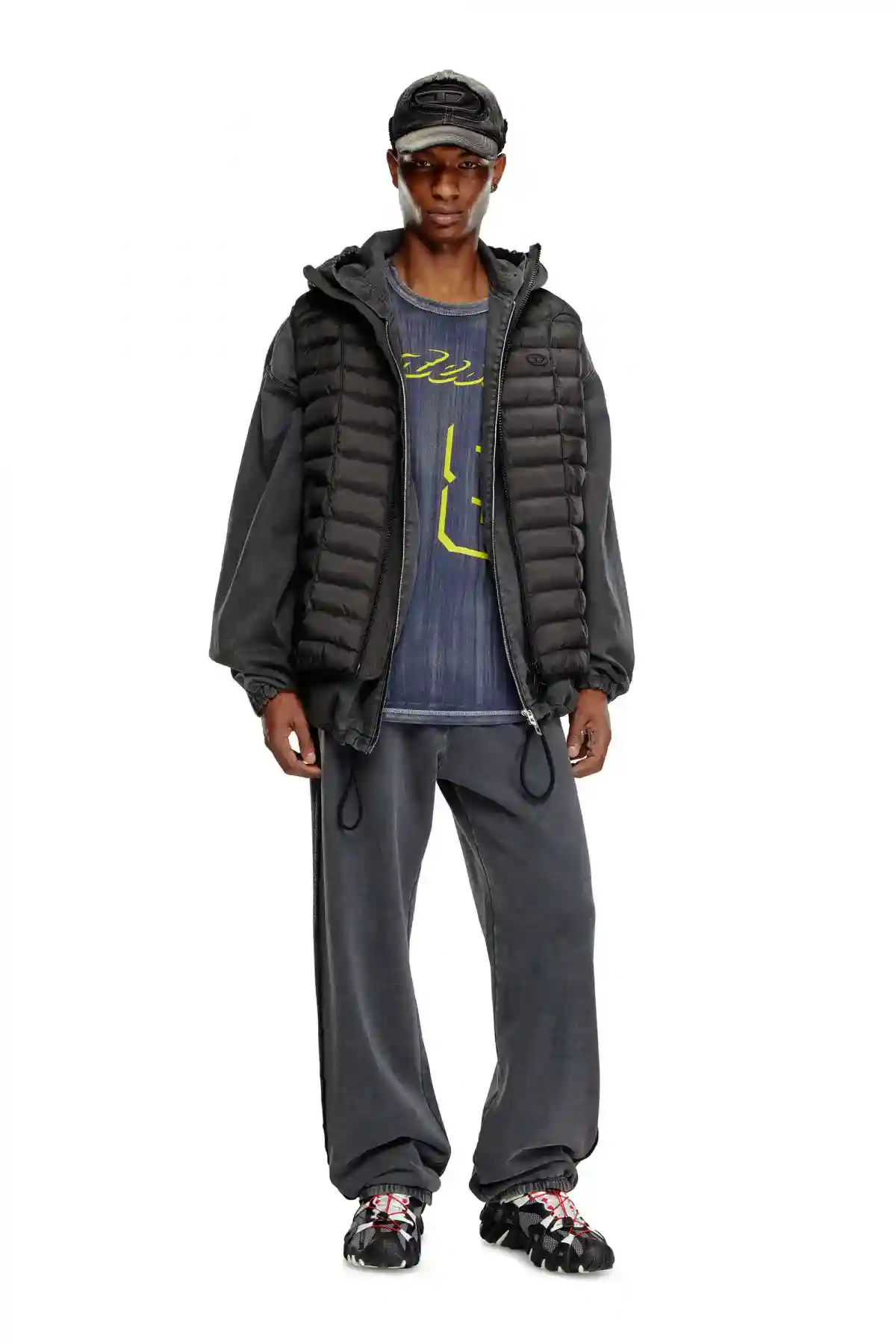 Black Hooded puffer vest in light nylon