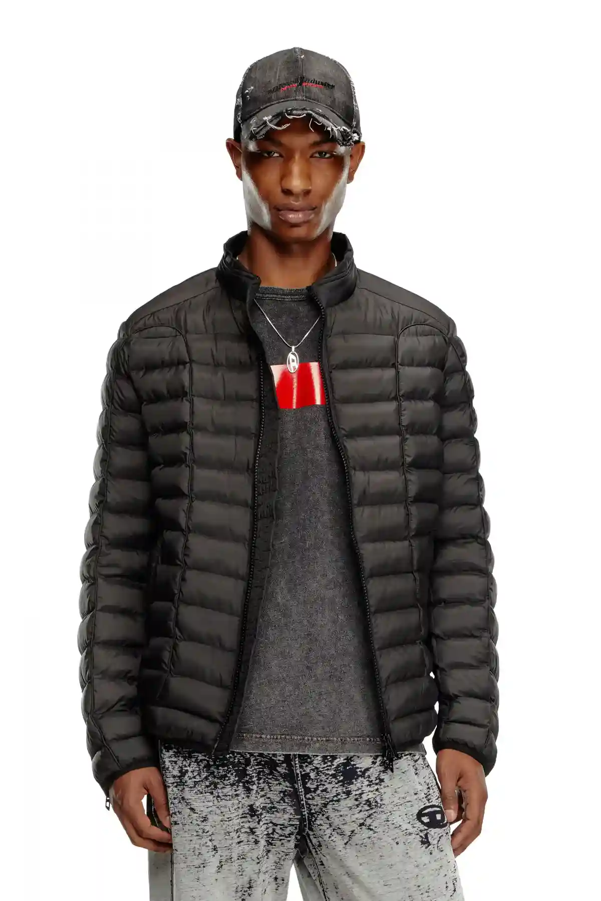 Grey Puffer jacket in light nylon