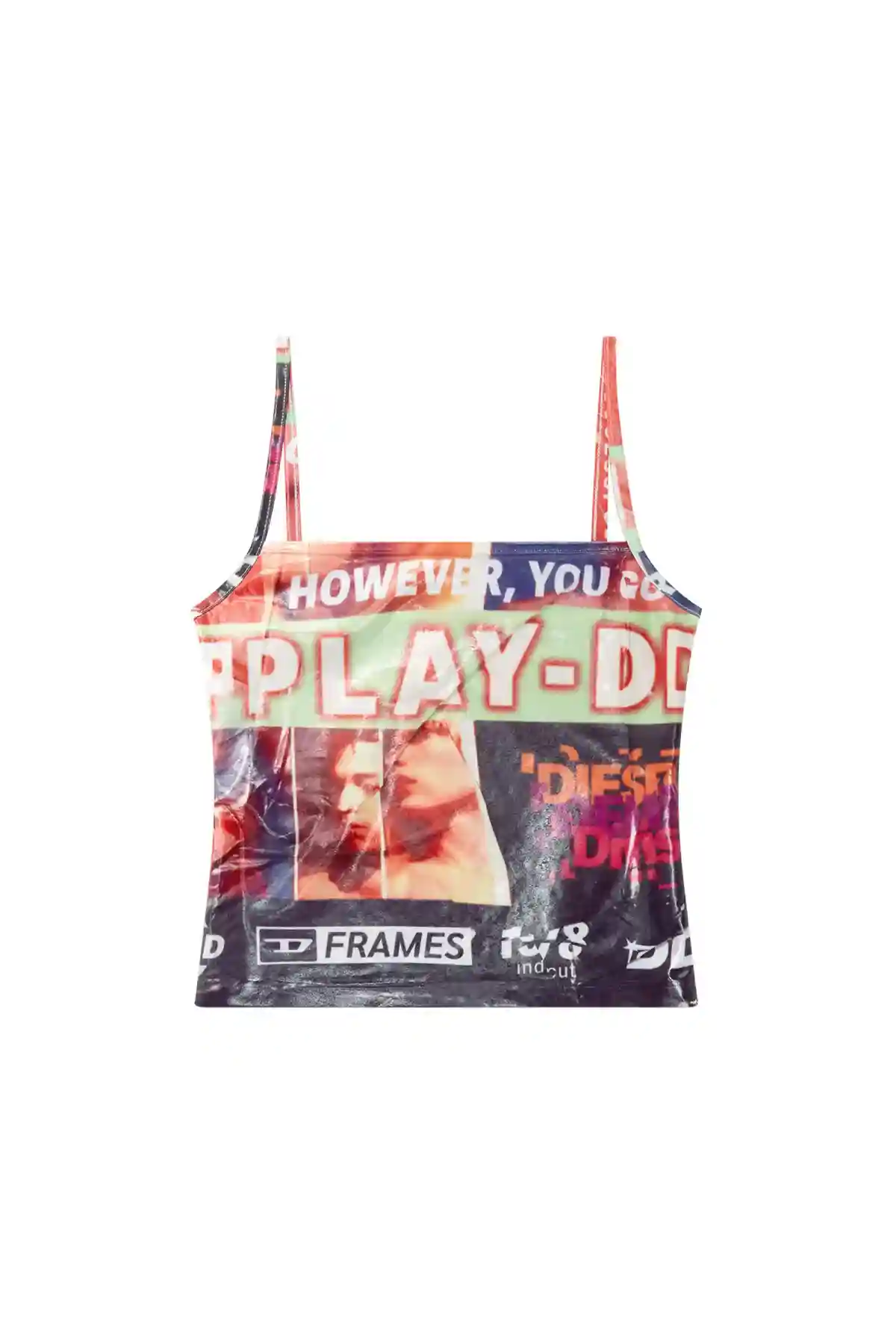 Black Shiny camisole with Diesel film print