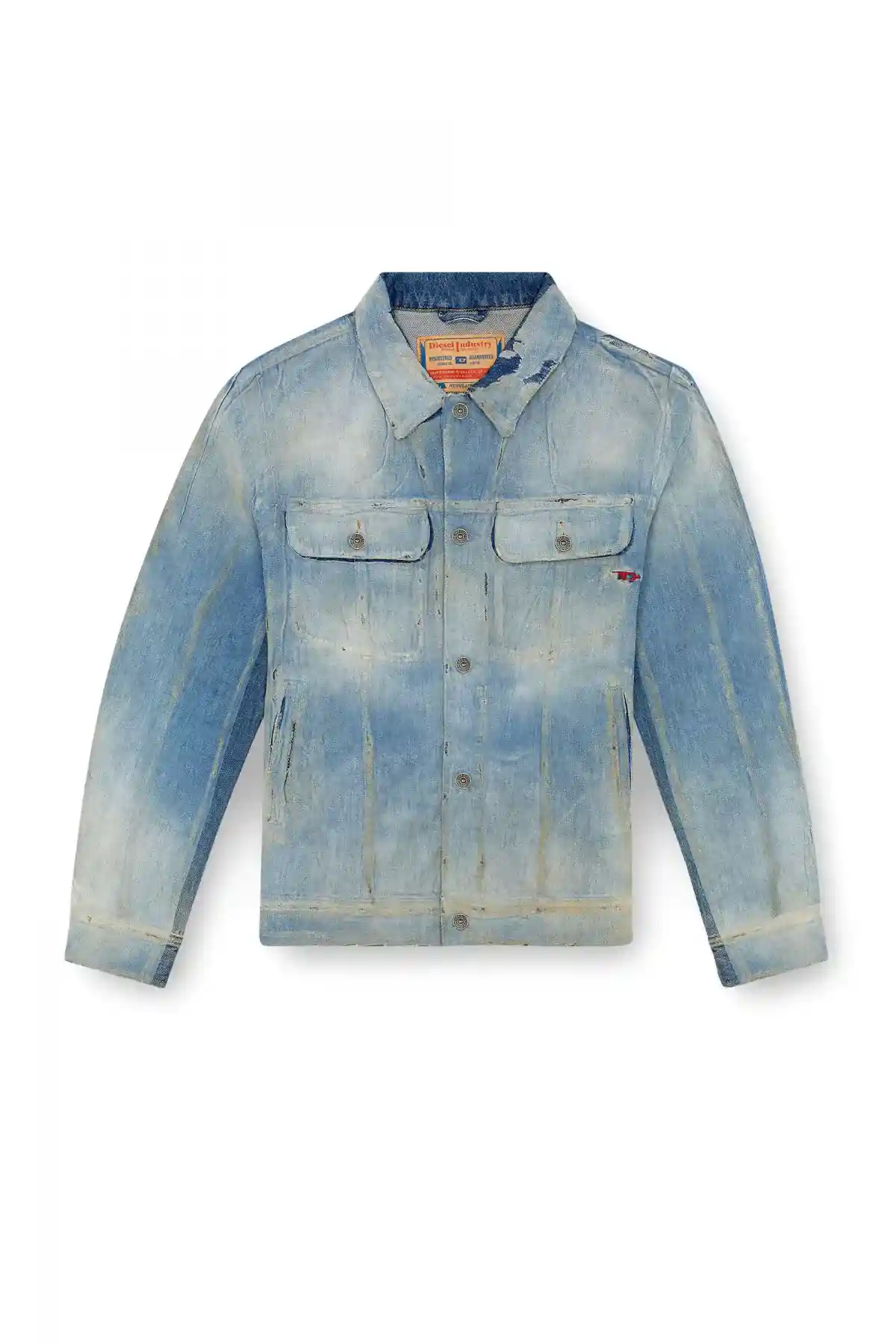 Blue Trucker jacket in peel-off denim