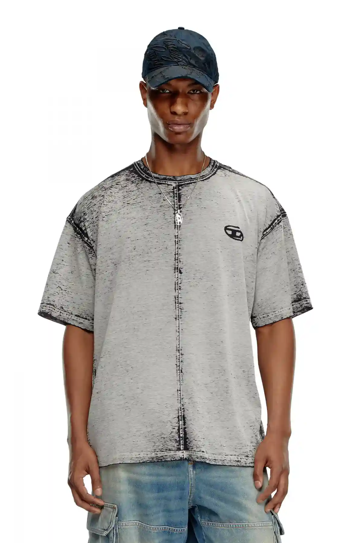 grey Burnout T-shirt with Oval D logo