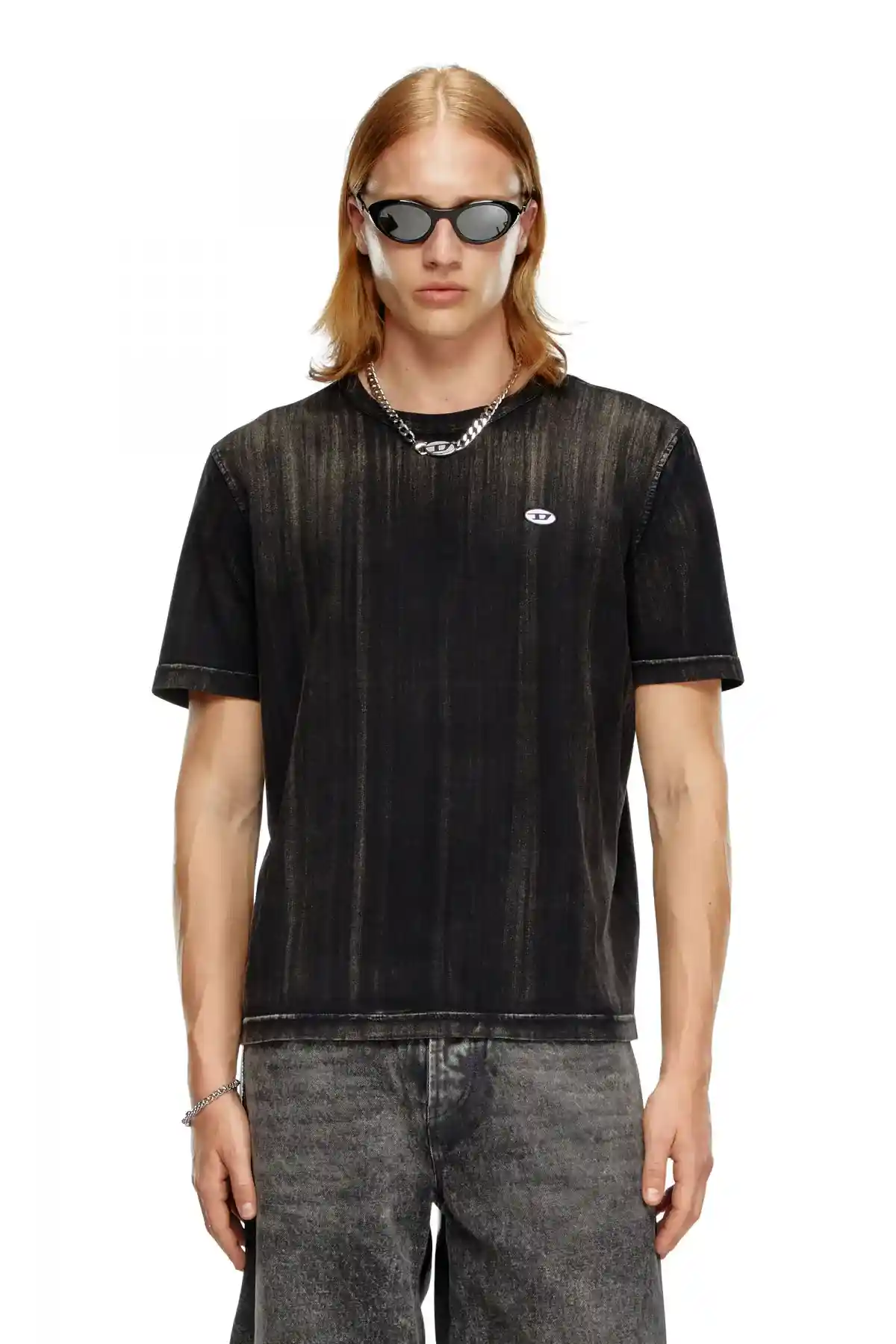 Black T-shirt with brushstroke fading