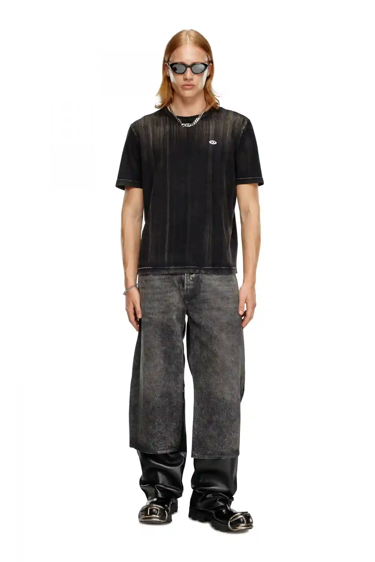 Black T-shirt with brushstroke fading