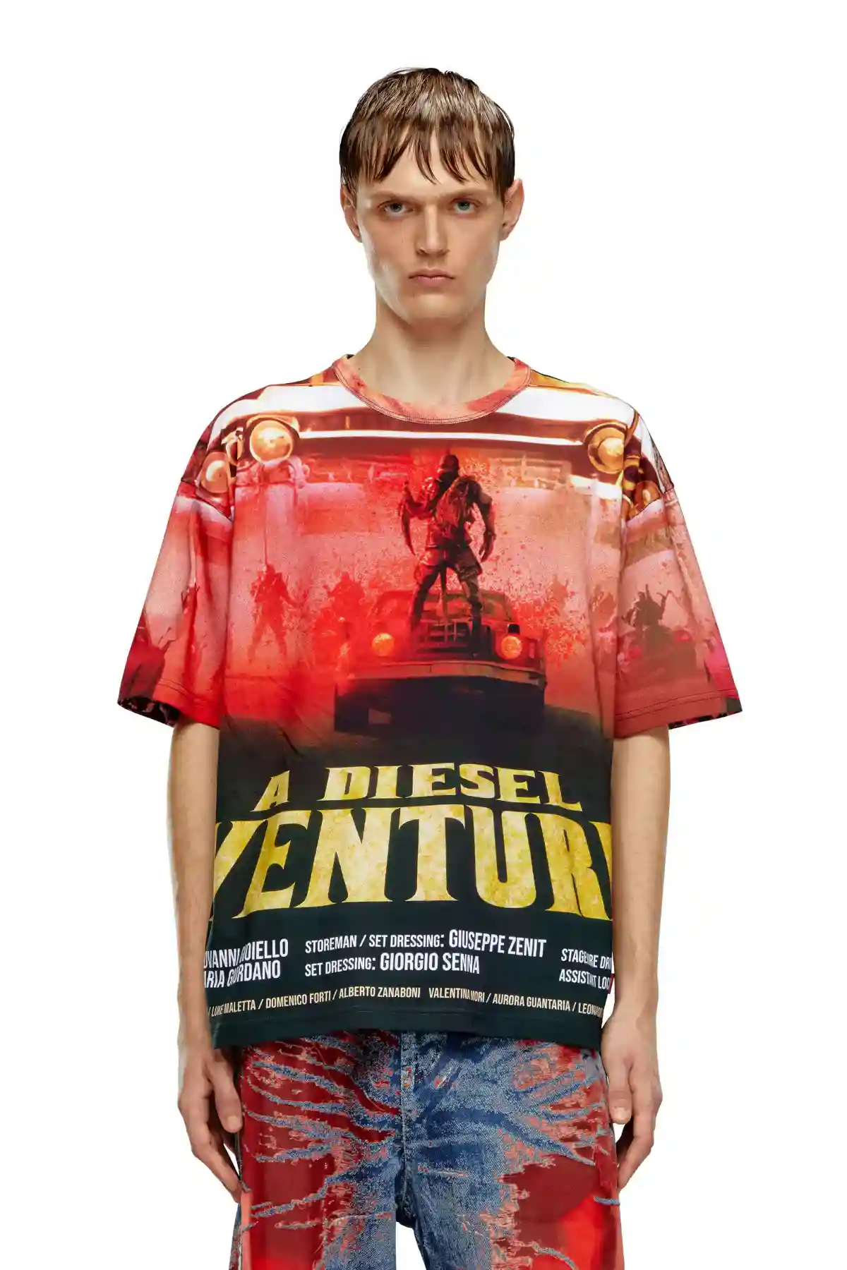 Black and Red T-shirt with Diesel film print
