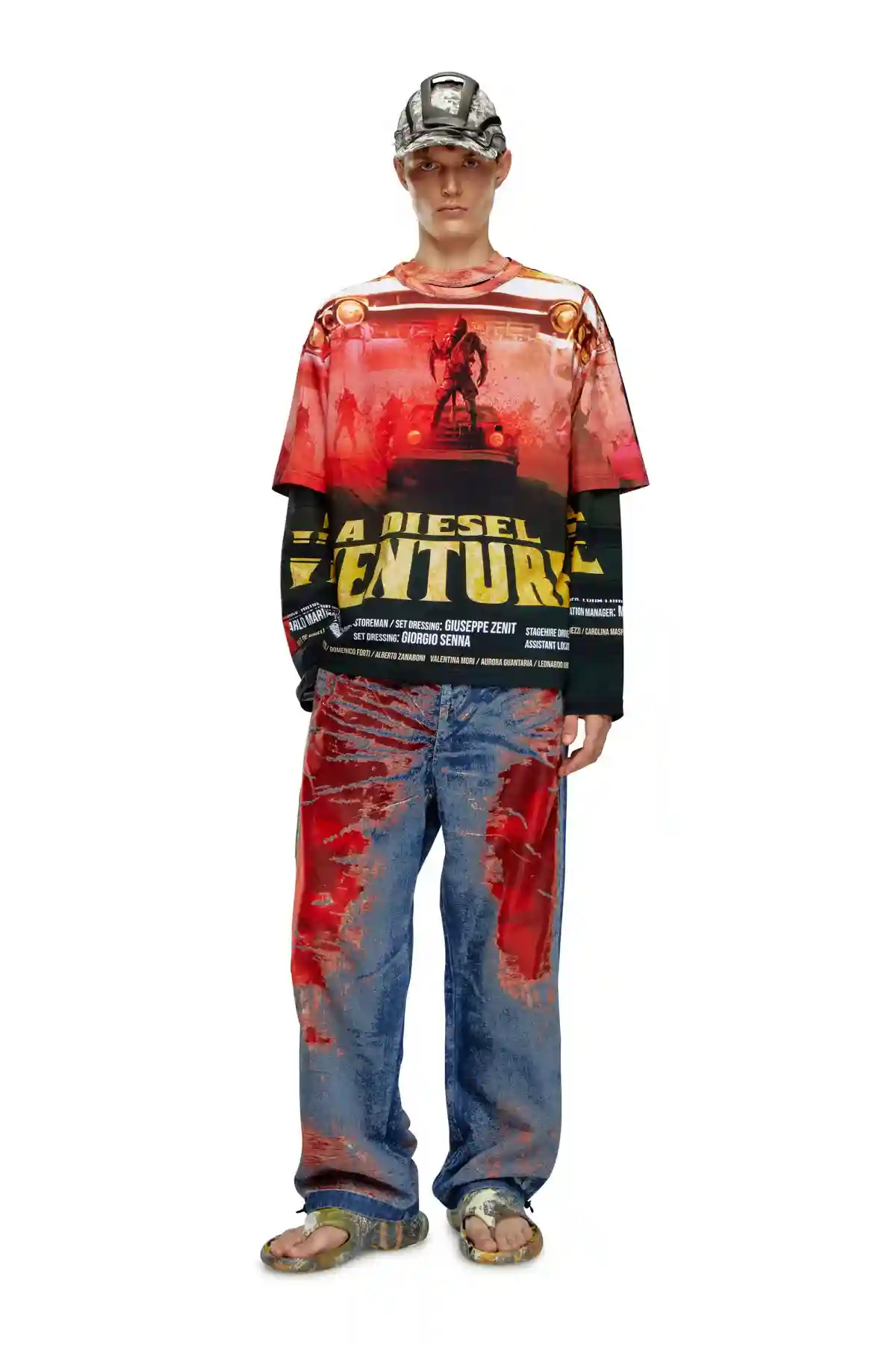 Black and Red T-shirt with Diesel film print