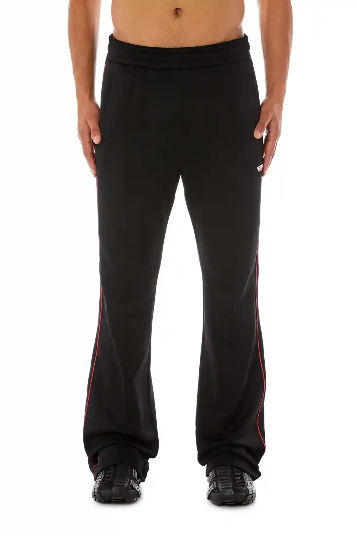 black Track pants in technical French terry