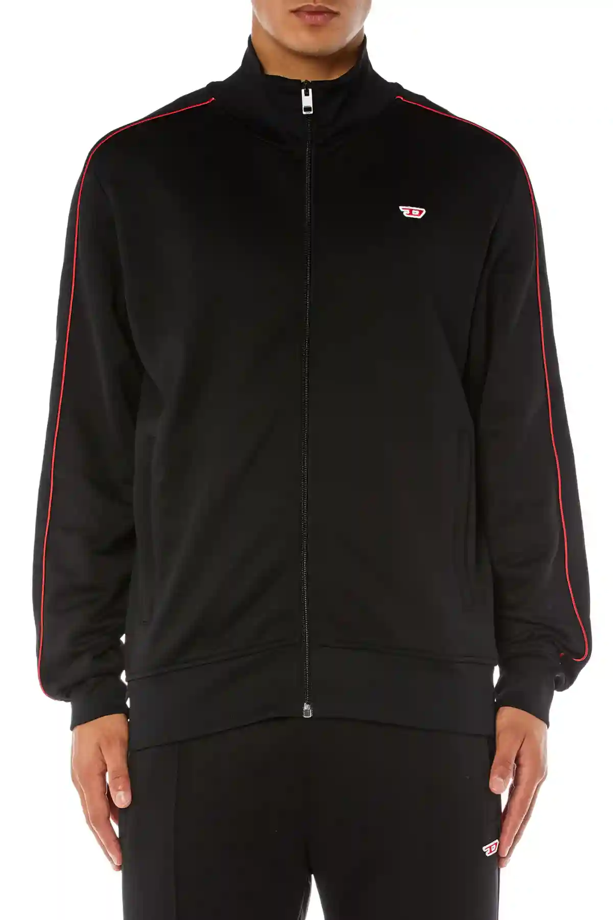 Black Zip-up sweatshirt with piping