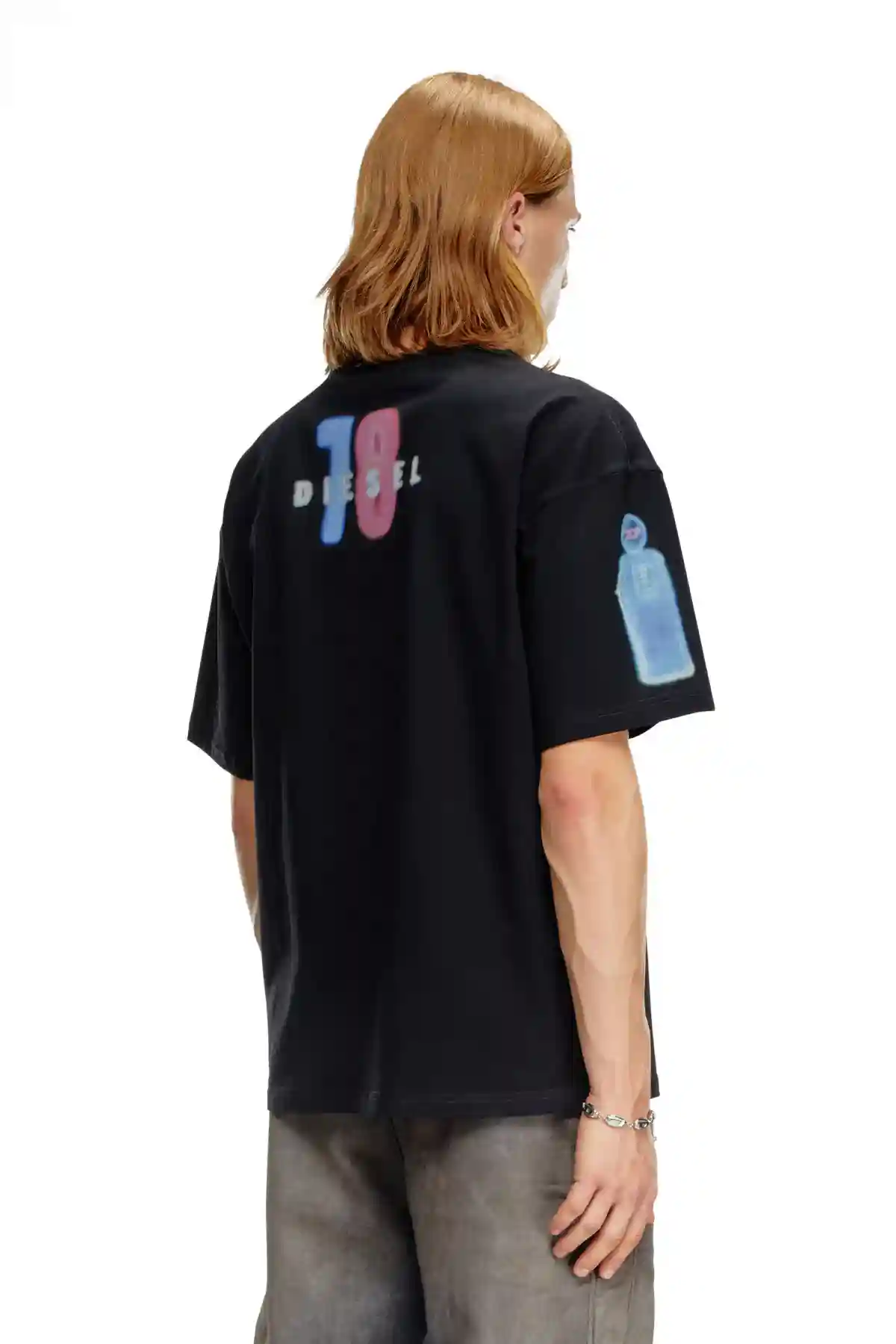black T-shirt with car print