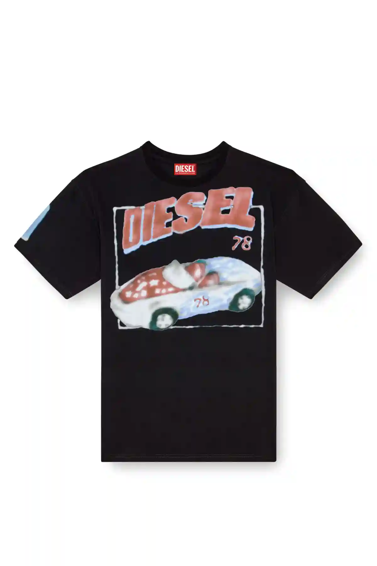 black T-shirt with car print