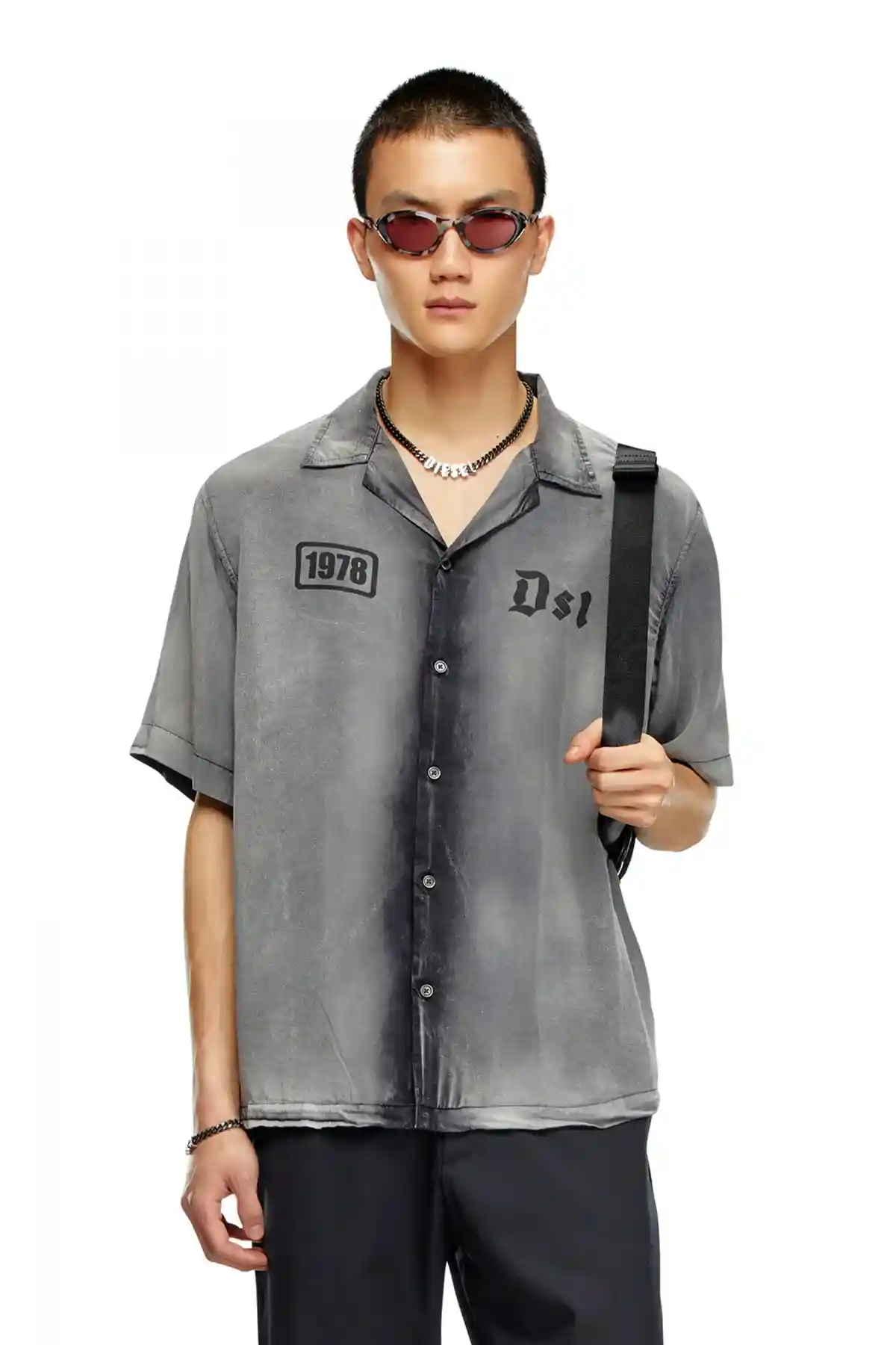 grey Bowling shirt with faded effect