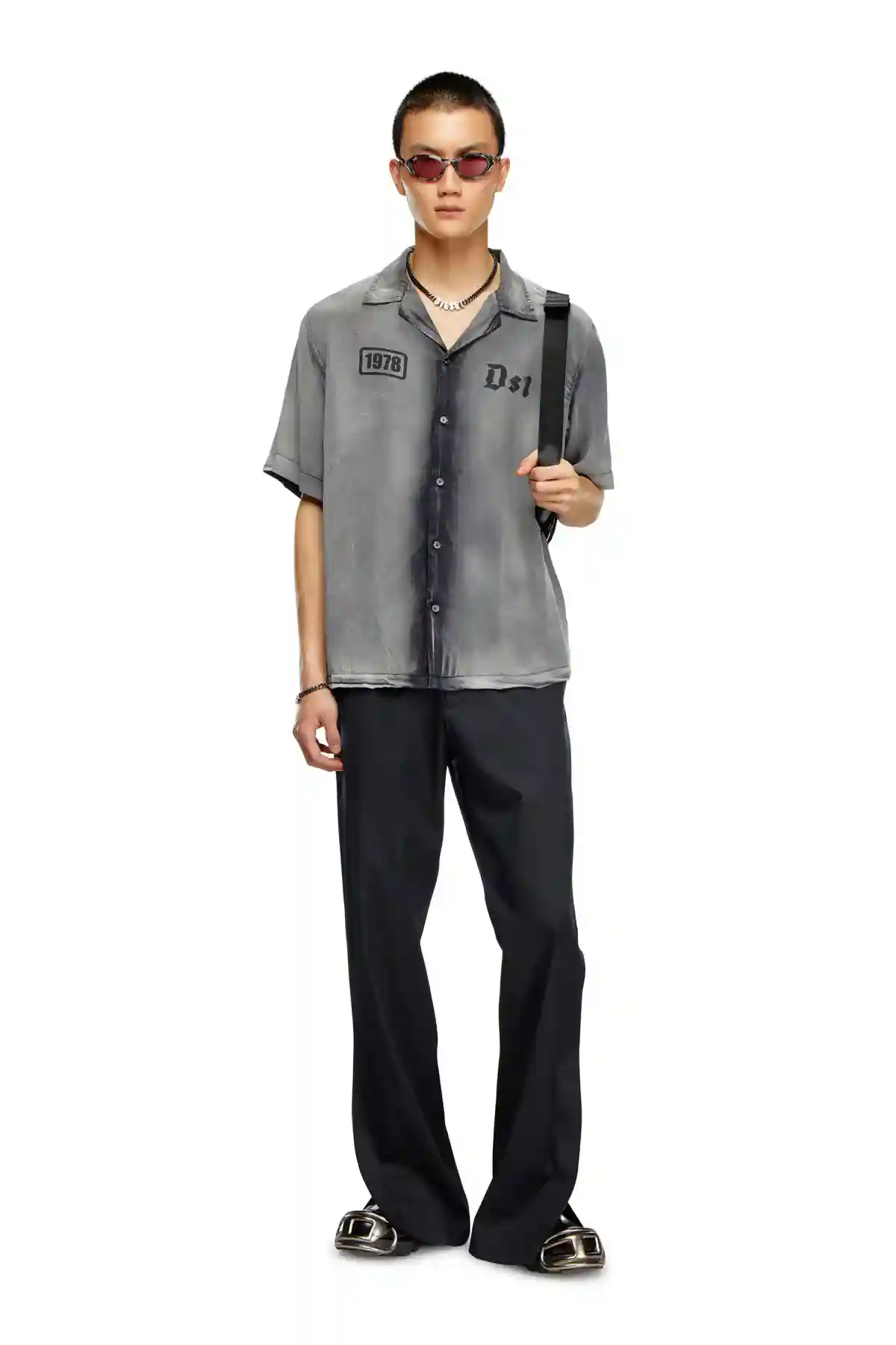 grey Bowling shirt with faded effect