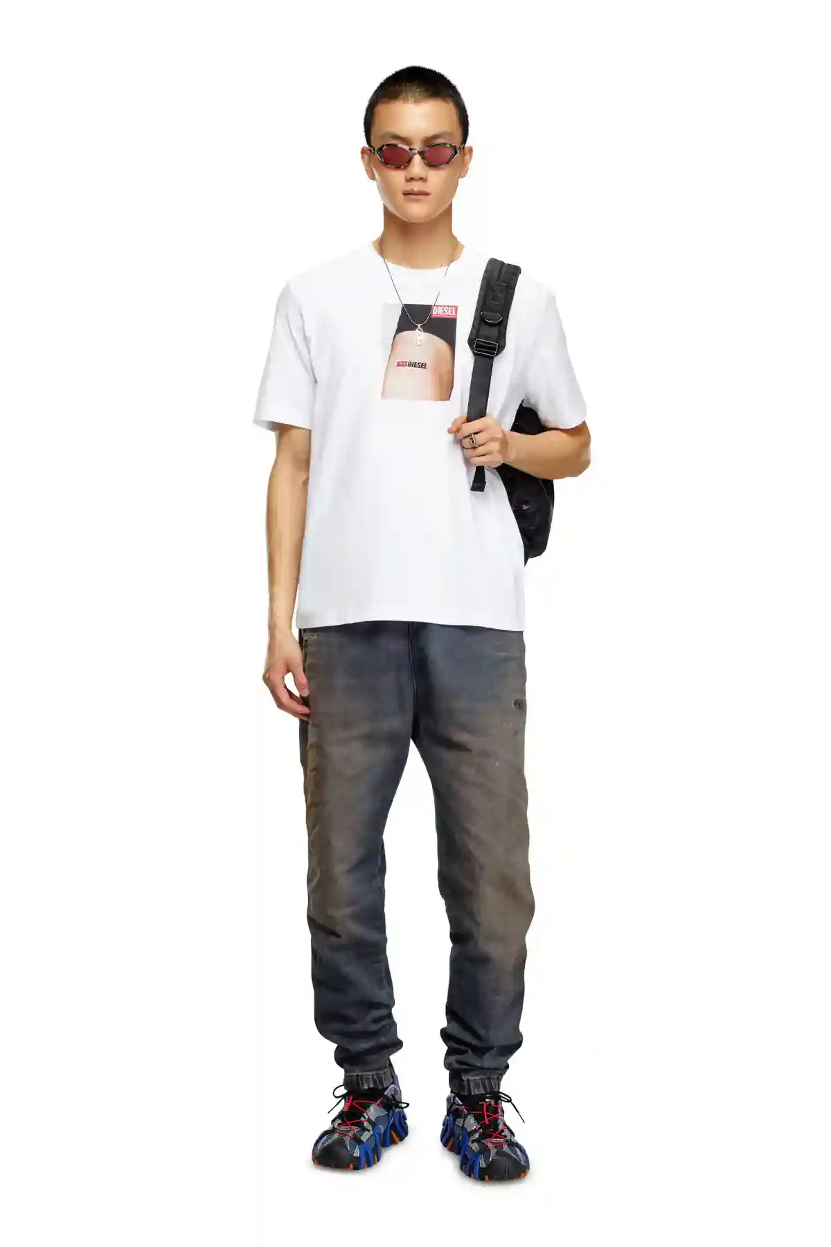 White T-shirt with Diesel tattoo print