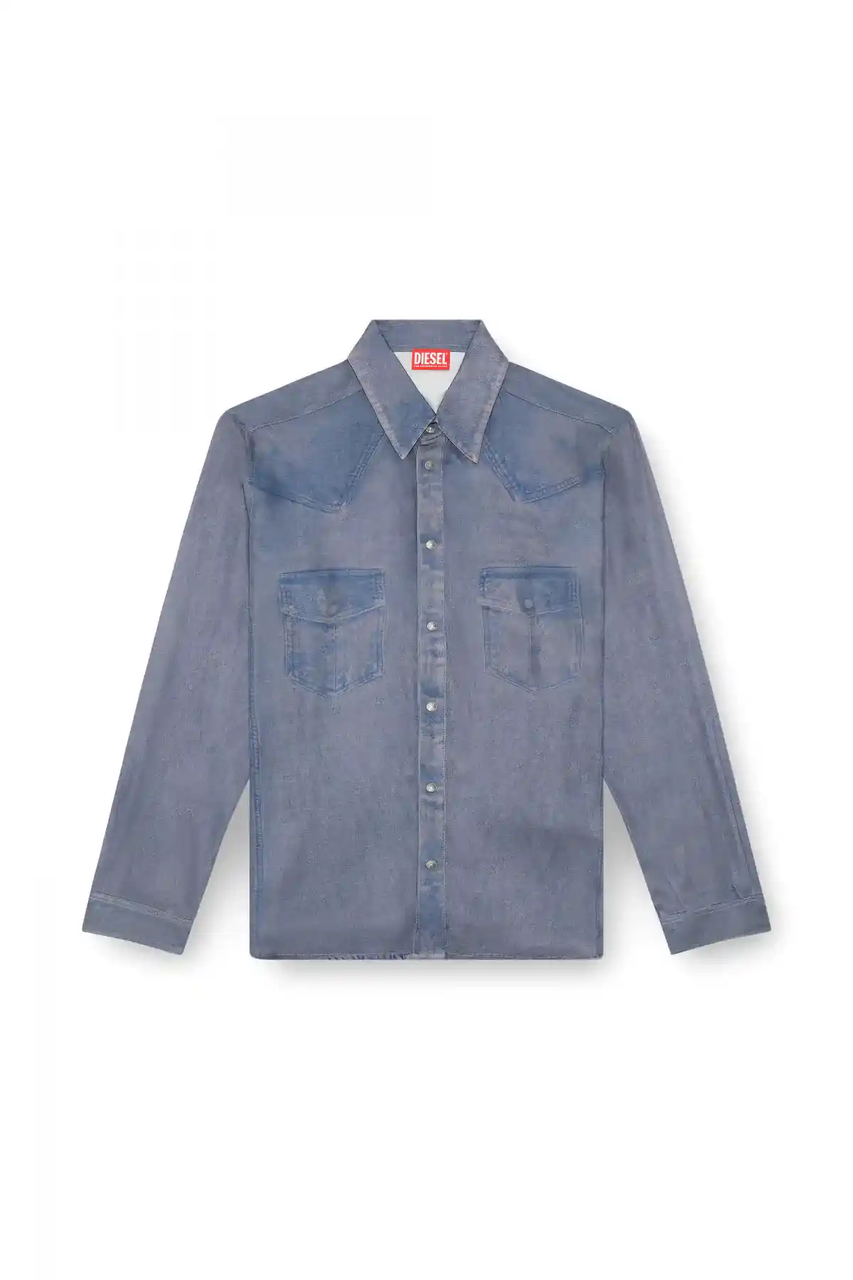 Blue Viscose shirt with Western print