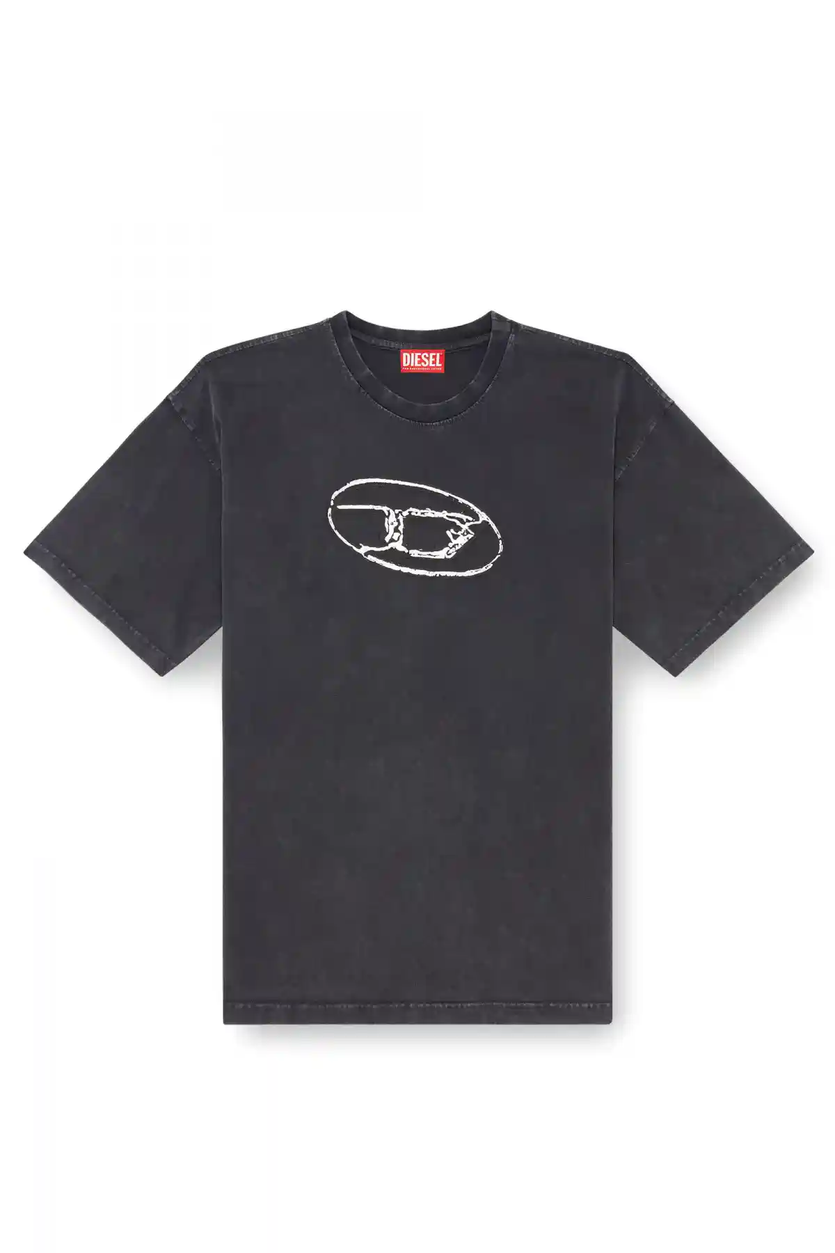 black Faded T-shirt with Oval D print