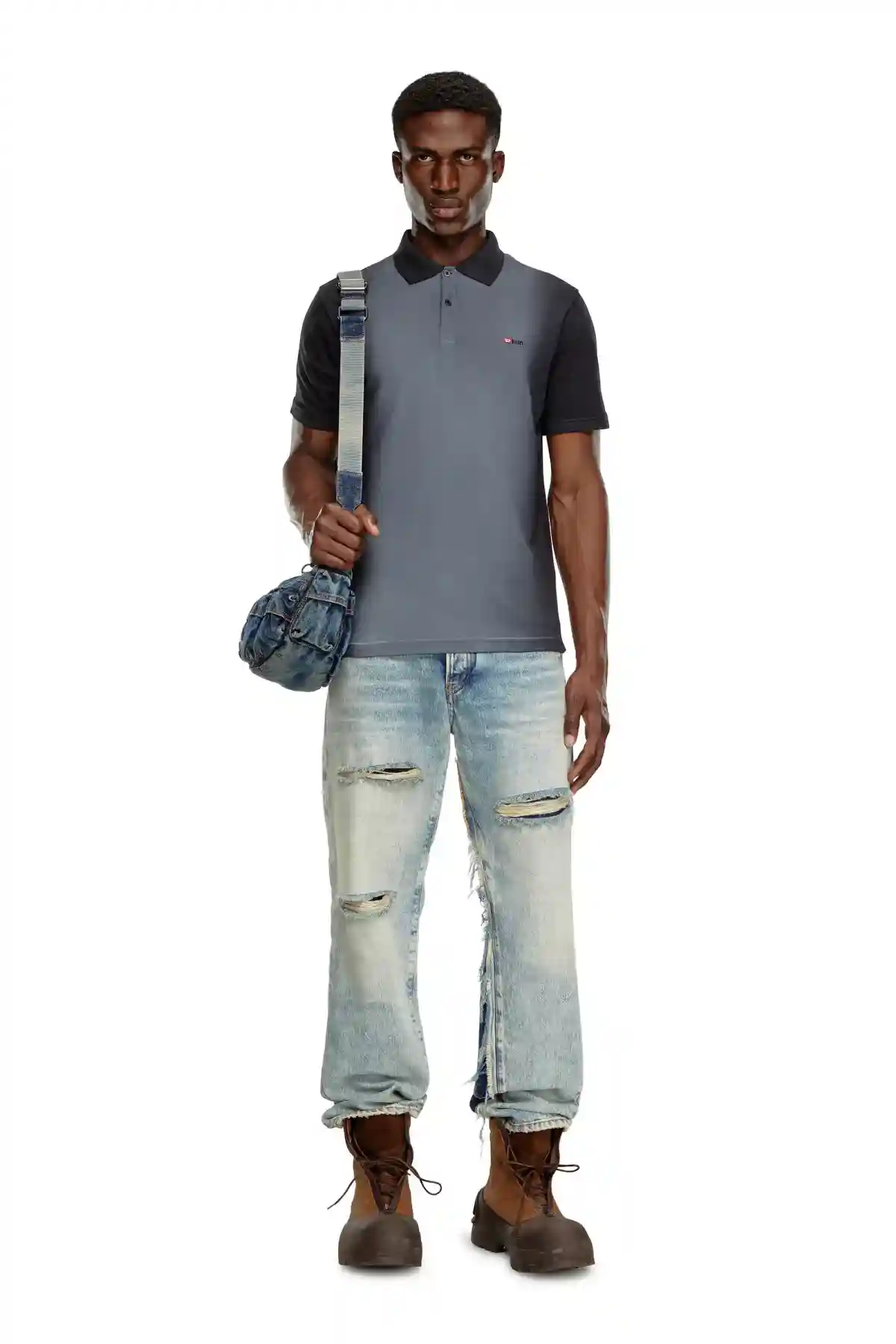 Black Polo shirt with spray treatment