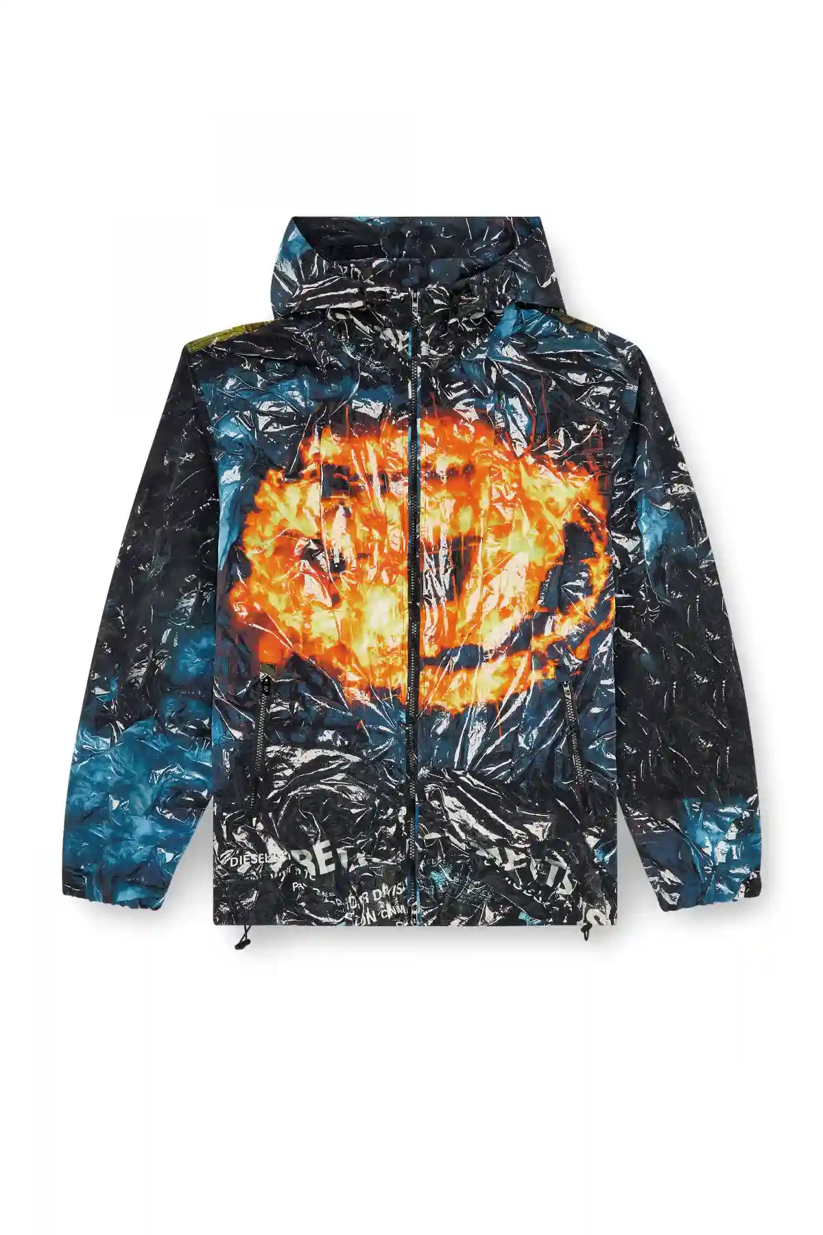 Multi Hooded windbreaker with poster print