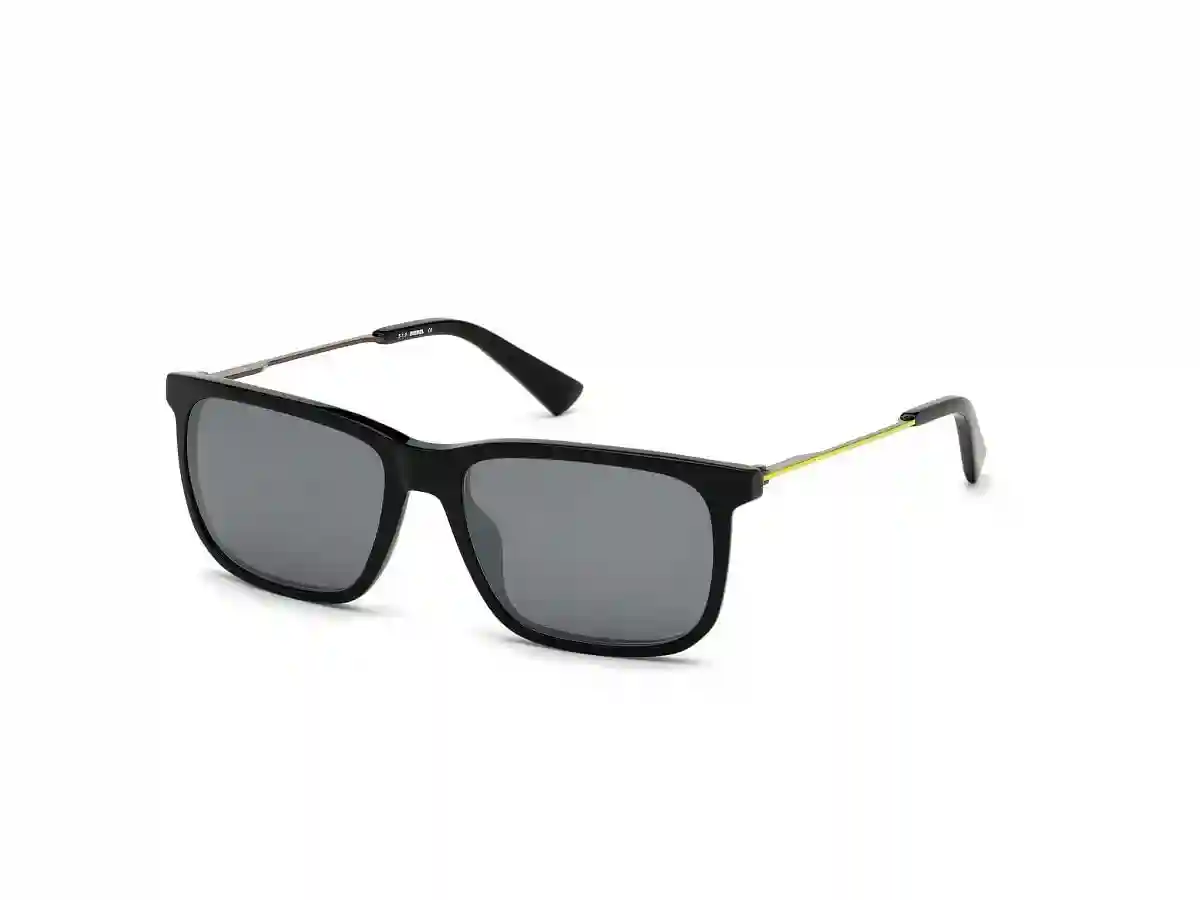 Black Acetate Geometric Men Black Sunglasses