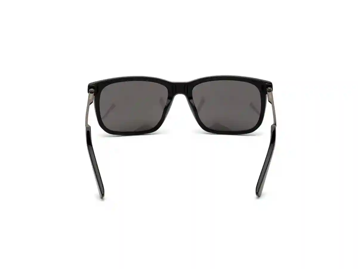 Black Acetate Geometric Men Black Sunglasses