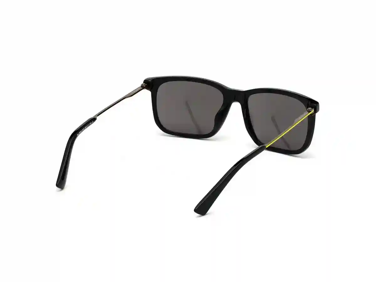 Black Acetate Geometric Men Black Sunglasses
