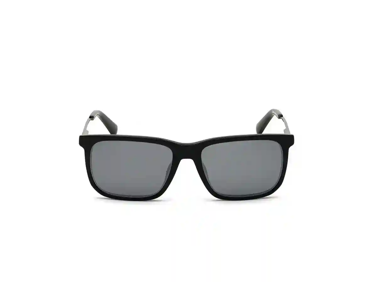 Black Acetate Geometric Men Black Sunglasses