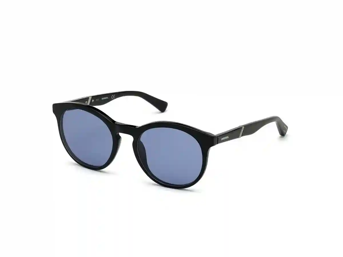 Black Acetate Round Men Black Sunglasses