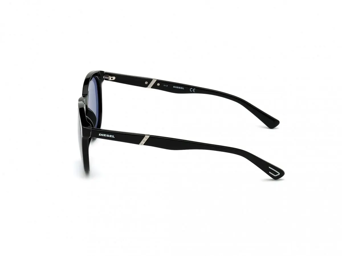 Black Acetate Round Men Black Sunglasses
